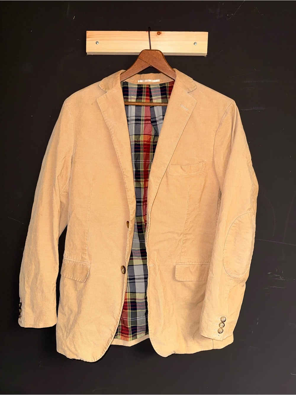 Gant Beige Corduroy Sport Coat with Plaid Lining